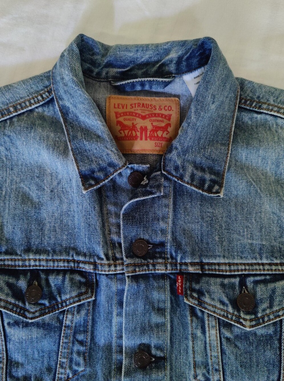 Levi's Trucker Blue Cotton Denim Vest, Size L - Picture 3 of 13